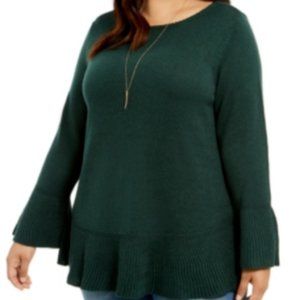 Style & Co. Scoop Neck Bell Sleeve Ruffle Hem Sweater NWT Sz 0X